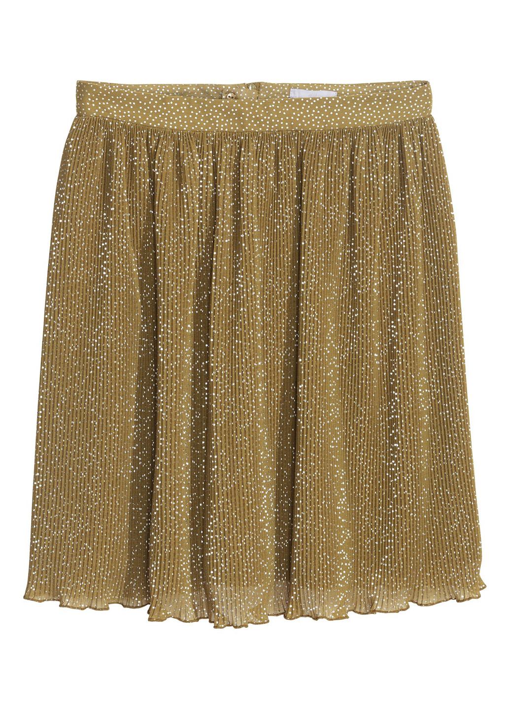 Оливковая (хаки) кэжуал в горошек юбка H&M плиссе