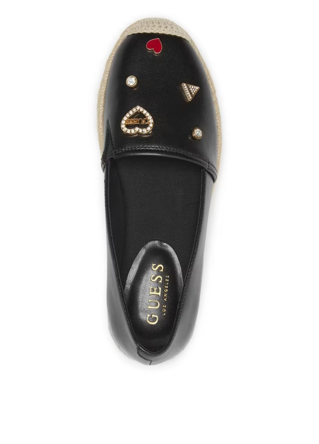 Чорні еспадрильї Guess однотонний стрази, джут, логотип (324631940)