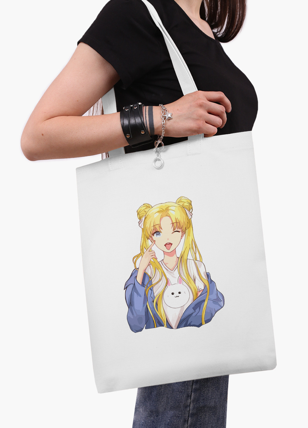 Эко сумка шоппер белая Сейлор Мун (Sailor Moon) (9227-2925-WT-2) экосумка шопер 41*35 см MobiPrint (224806069)