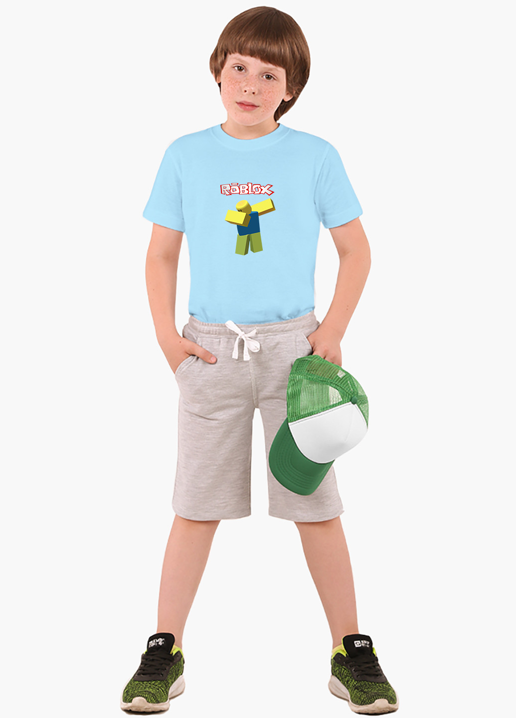 Блакитна демісезонна футболка дитяча роблокс (roblox) (9224-1707) MobiPrint