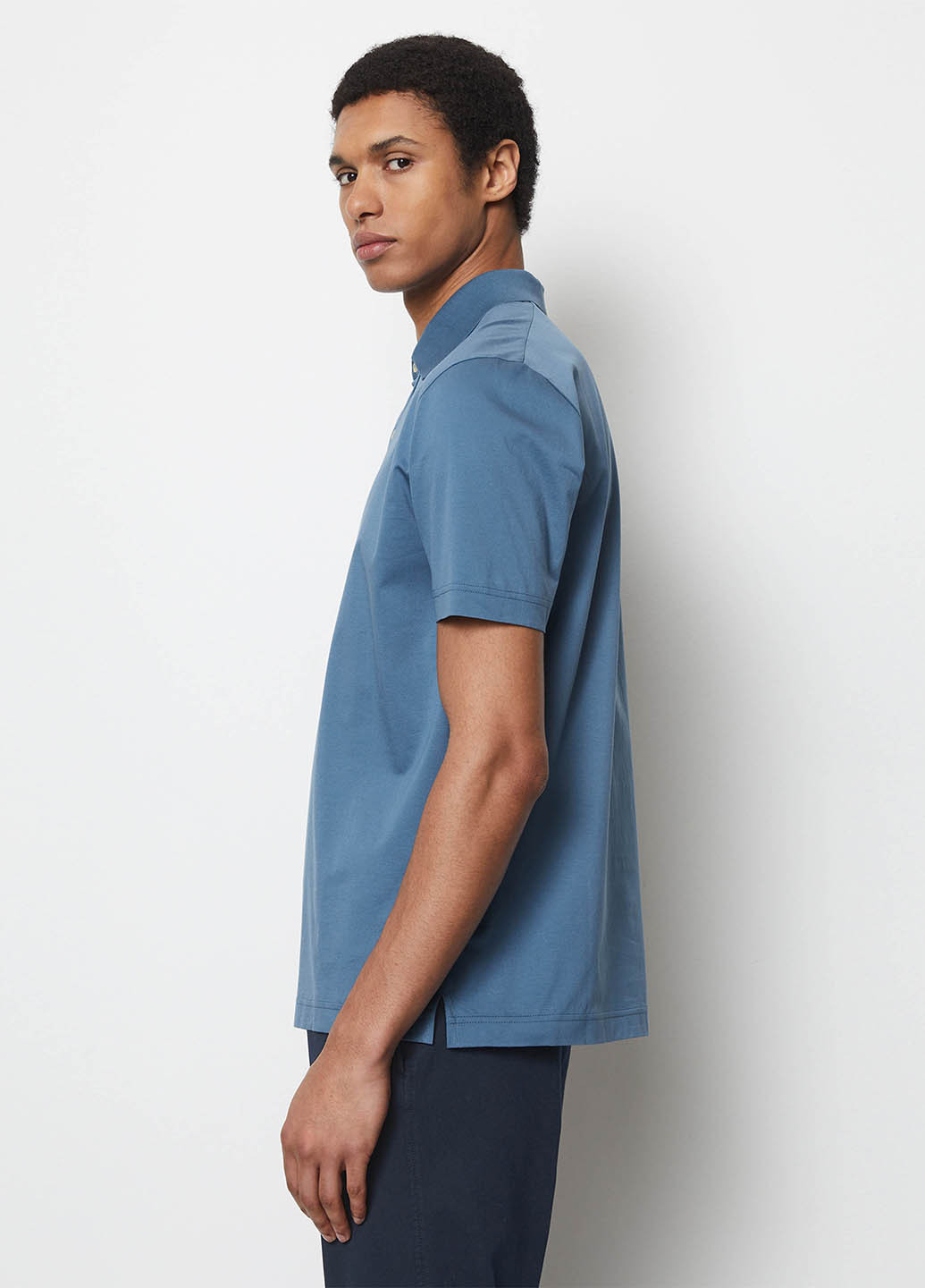 Синяя футболка-поло для мужчин Marc O'Polo однотонная