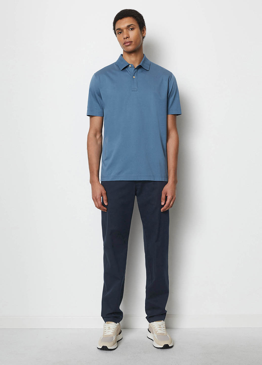 Синяя футболка-поло для мужчин Marc O'Polo однотонная