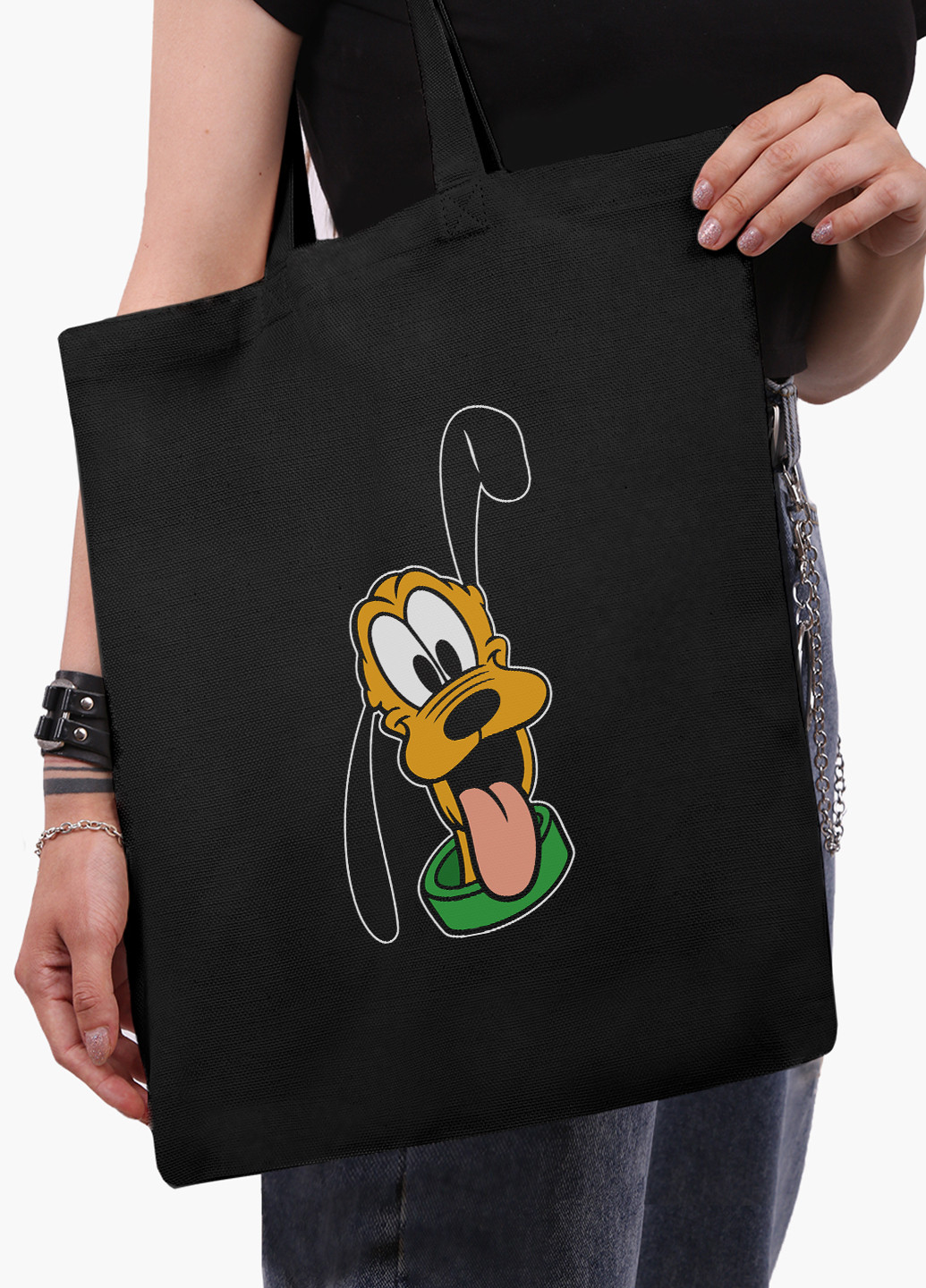 Еко сумка шоппер черная Гуфи Луни Тюнз (Goofy Looney Tunes) на молнии (9227-2888-BKZ) MobiPrint (236265306)
