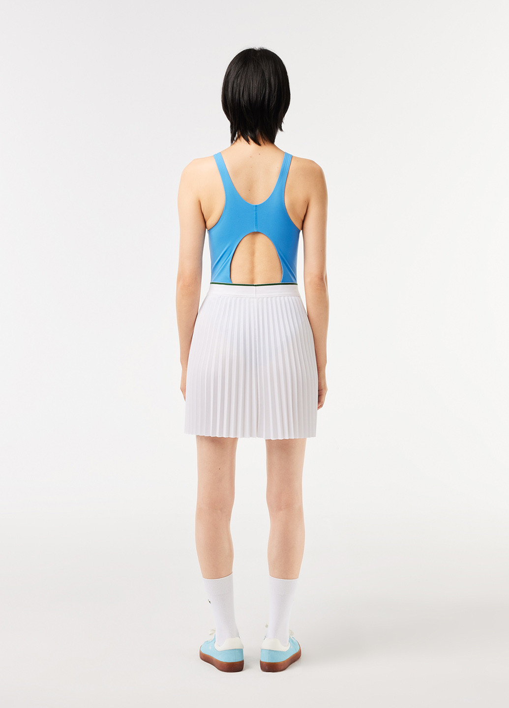 Белая кэжуал однотонная юбка Lacoste плиссе