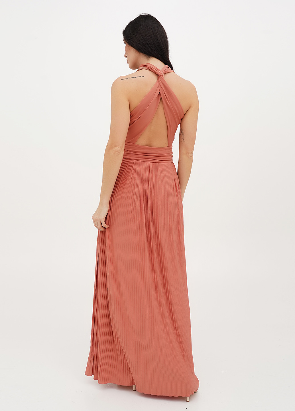 Персикова святковий, коктейльна сукня з відкритою спиною, плісована H&M однотонна