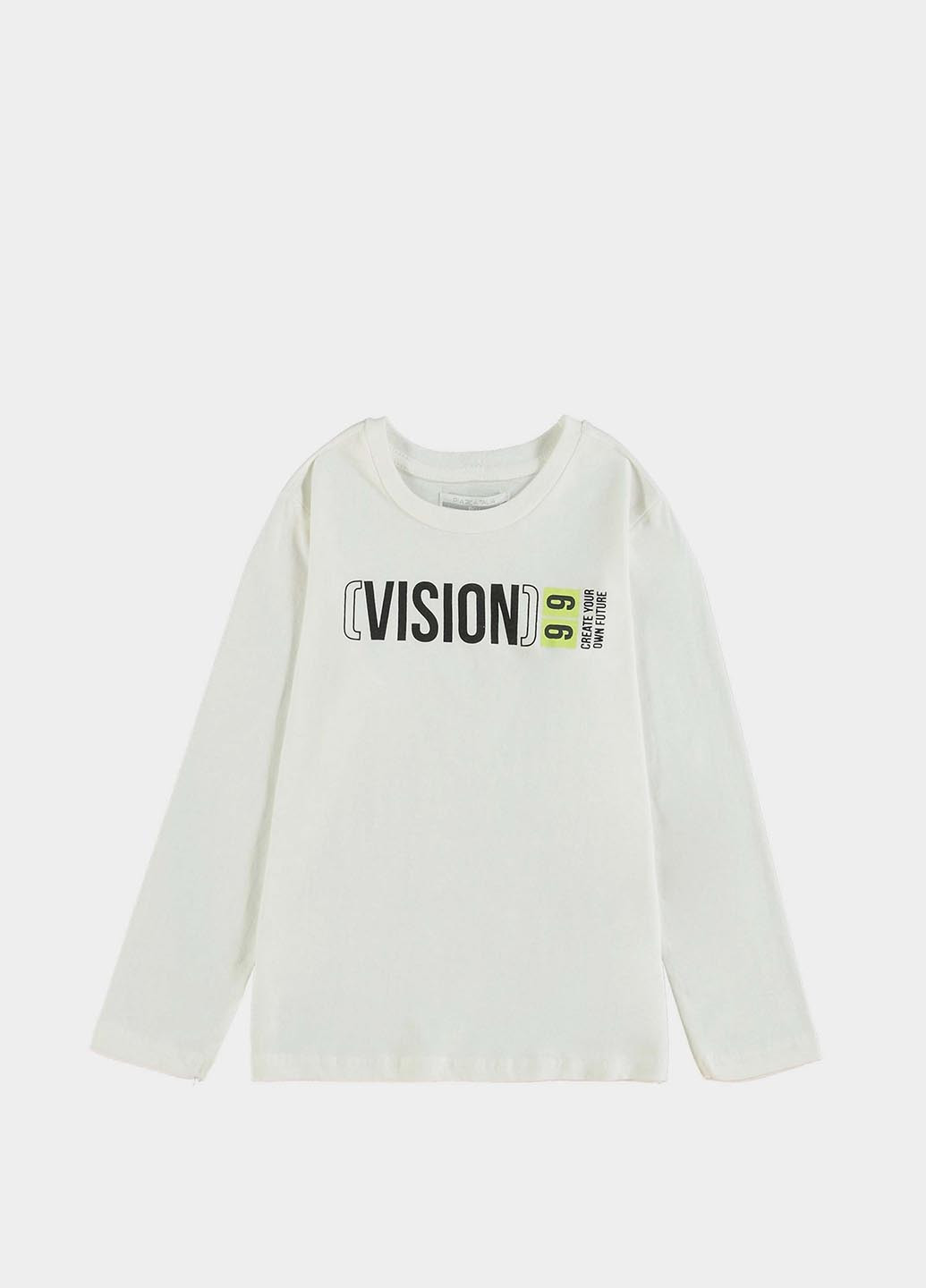 Белый демисезонный кэжуал лонгслив Piazza Italia с надписями