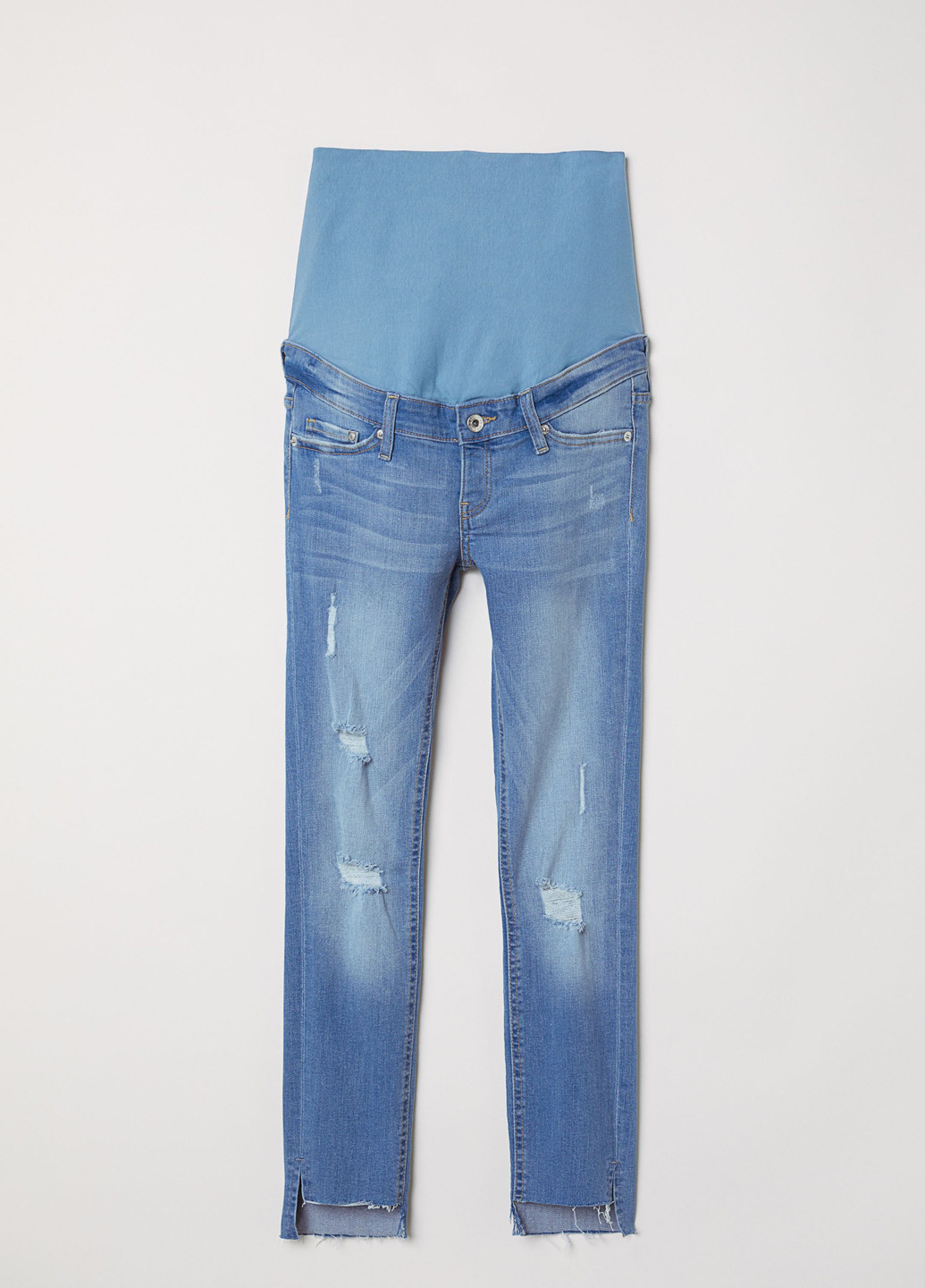 Голубые демисезонные зауженные джинсы для беременных H&M
