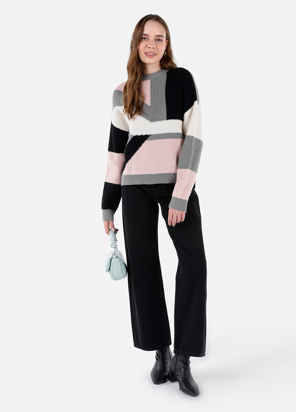 Комбинированный демисезонный свитер джемпер Colin's