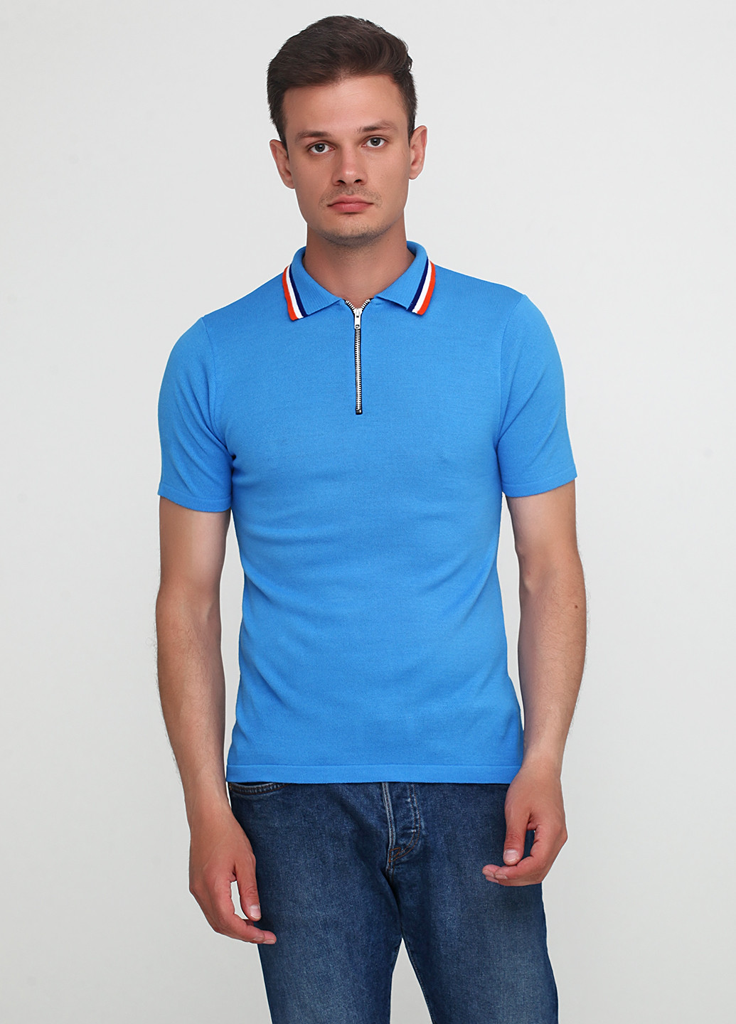Голубой футболка-поло для мужчин Boohoo Boutique однотонная