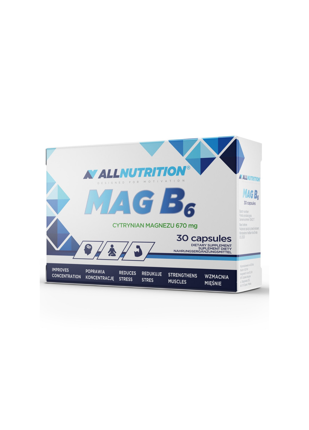 Магний В6 от стресса и болей в мышцах MAG B6 - 30kap Allnutrition (253644187)