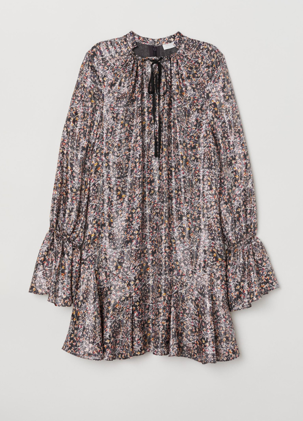 Комбинированное кэжуал платье шелк бленд H&M с цветочным принтом