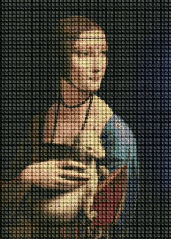 Алмазна мозаїка. Пані з горностаєм © Леонардо да Вінчі. 40х50см. AMO7221. Ідейка Идейка (254178081)