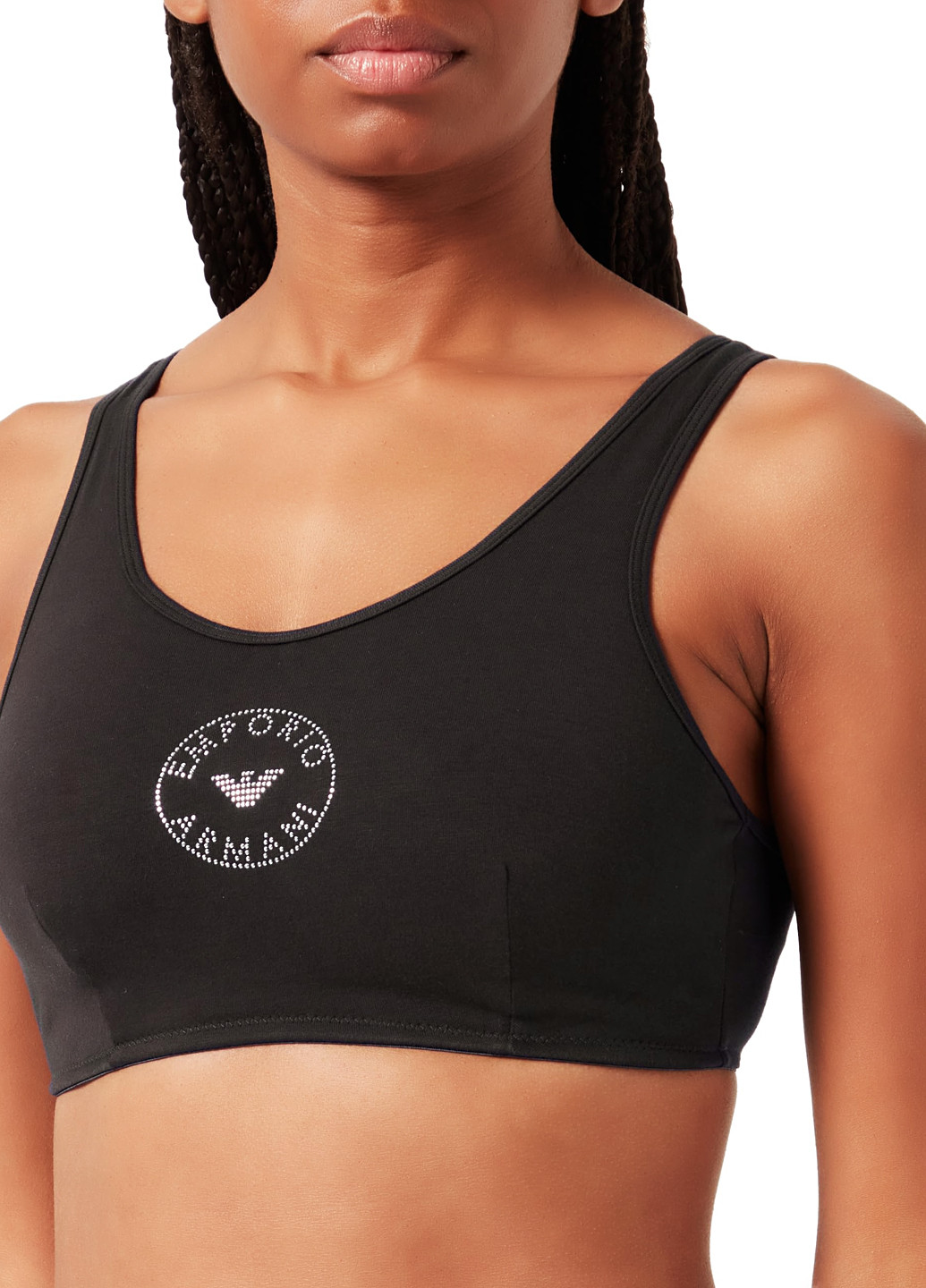 Чёрный топ бюстгальтер Emporio Armani без косточек хлопок