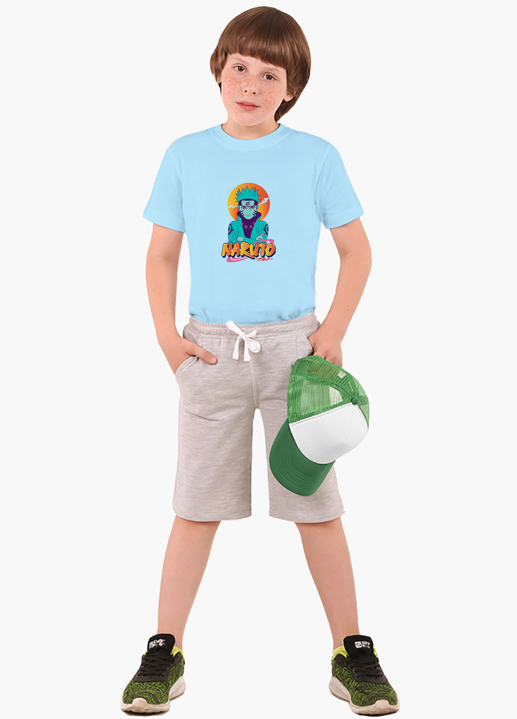 Голубая демисезонная футболка детская наруто узумаки (naruto uzumaki)(9224-2631) MobiPrint