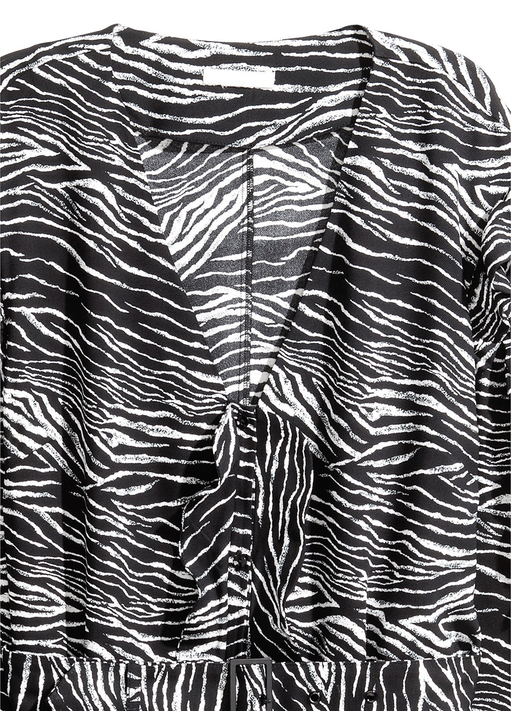 Черно-белое кэжуал платье рубашка H&M зебра
