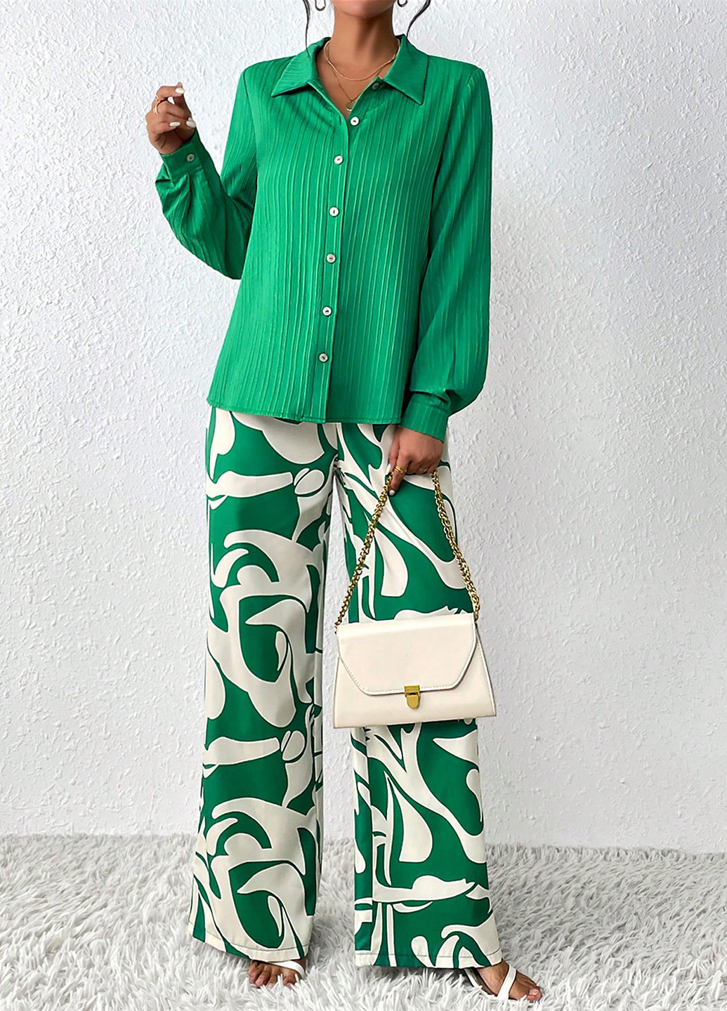 Комбинированный демисезонный комплект (рубашка, брюки) SHEIN