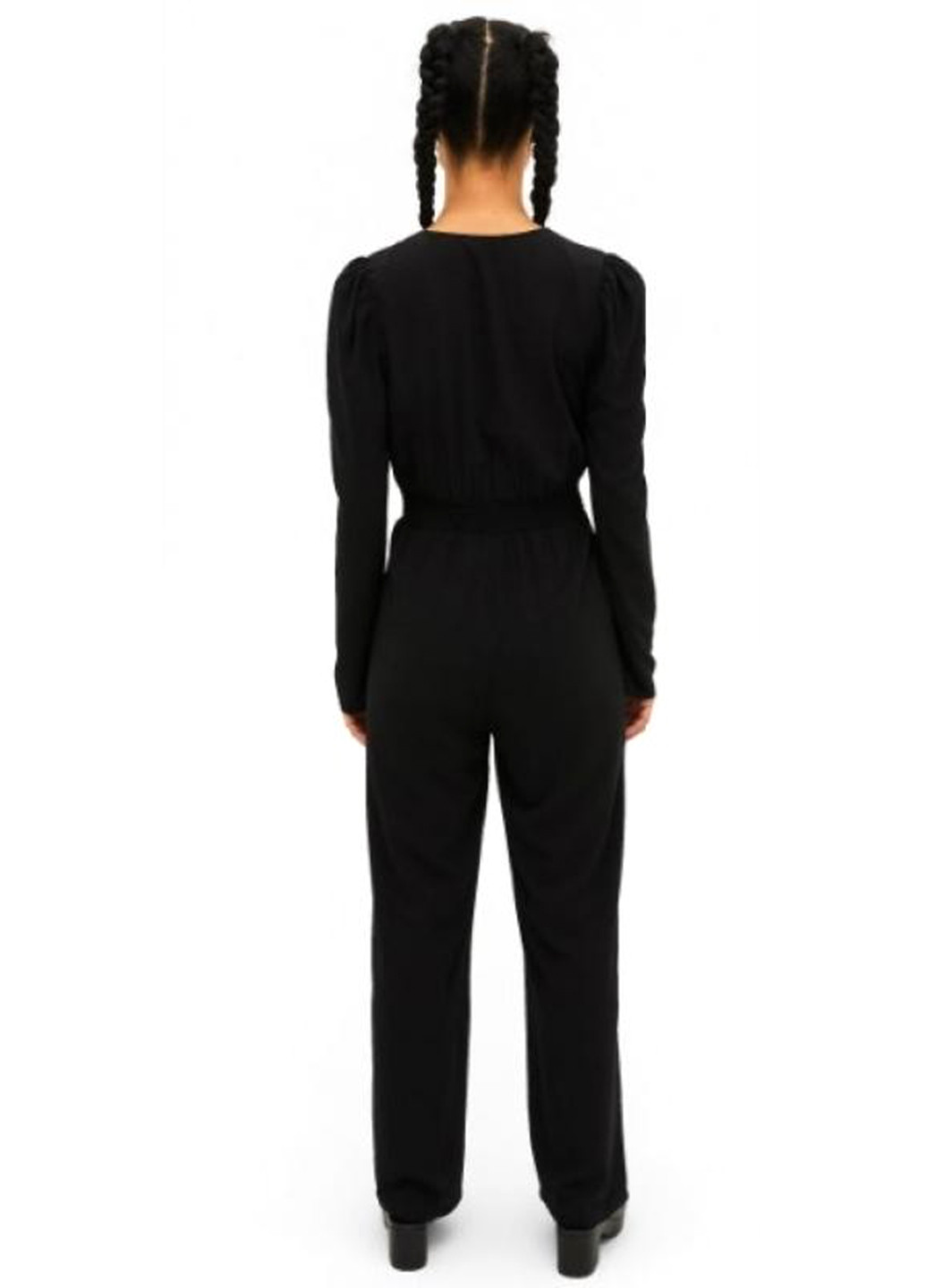 Комбинезон Monki комбинезон-брюки однотонный чёрный кэжуал полиэстер