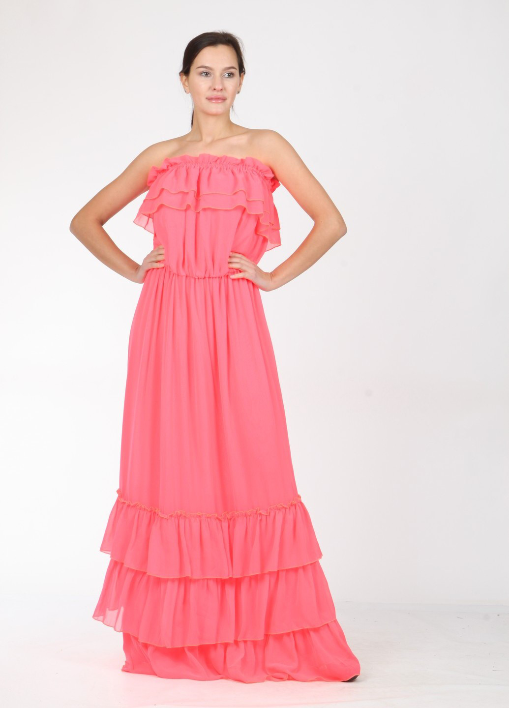 Розовое вечернее платье Mozah однотонное