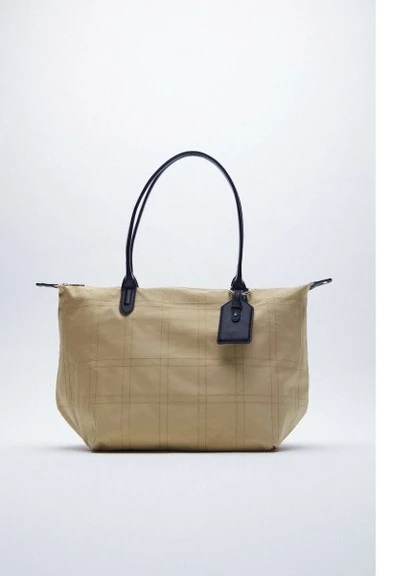 Сумка Tote с декоративной строчкой LP01 Бежевый Zara (224980926)
