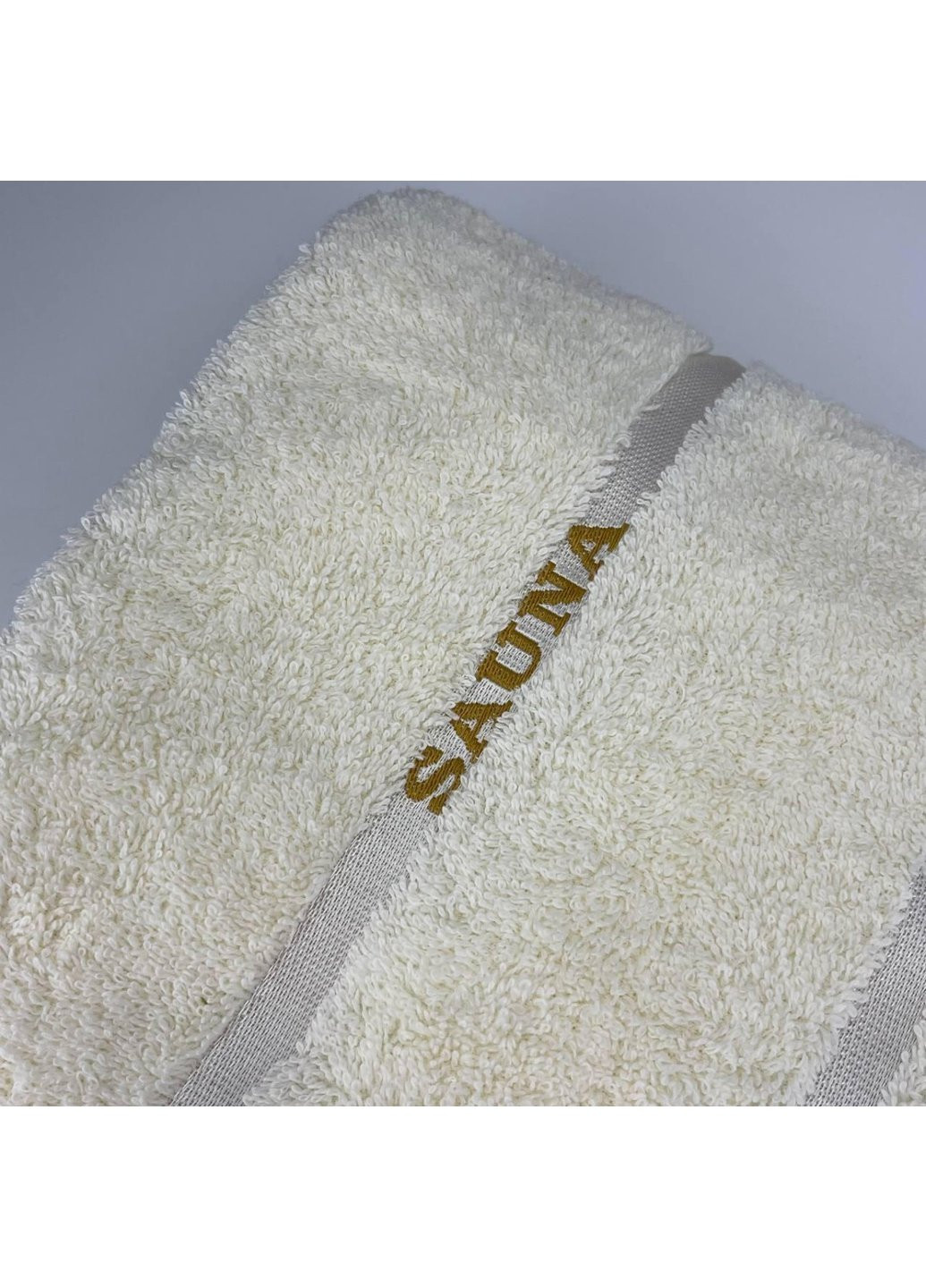Cestepe рушник для сауни махровий sauna туреччина 6340 молочний 90х165 см комбінований виробництво - Туреччина