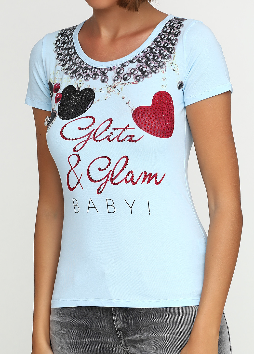Голубая летняя футболка Glitz & Glam