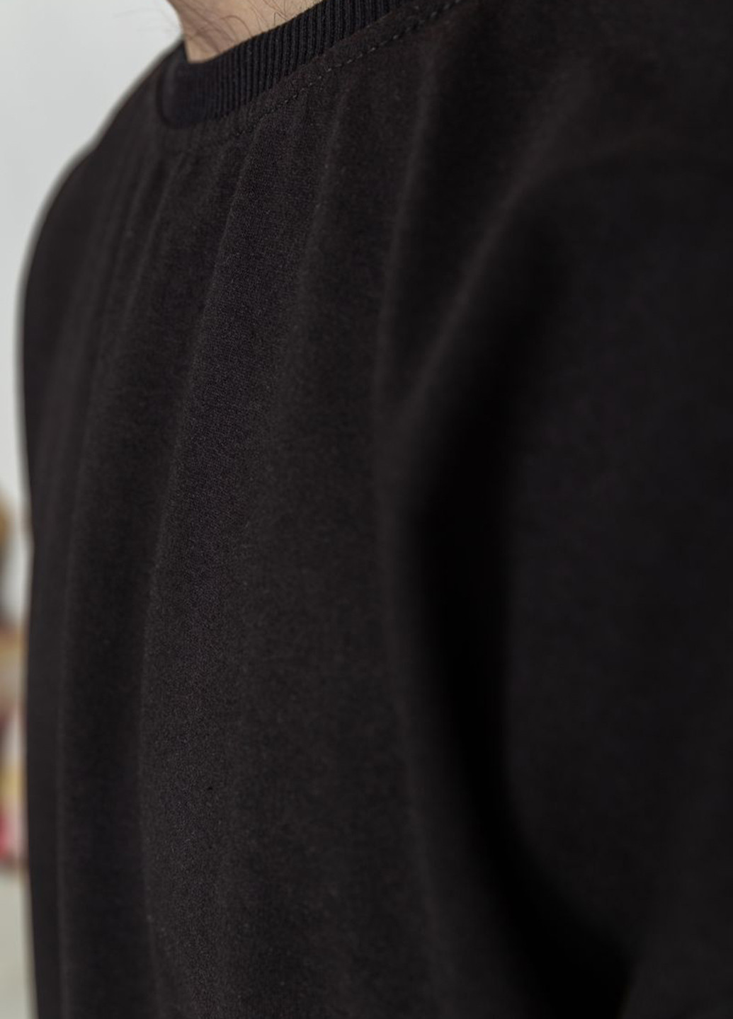 Свитшот Ager - Свободный крой однотонный черный кэжуал трикотаж, хлопок - (257613976)