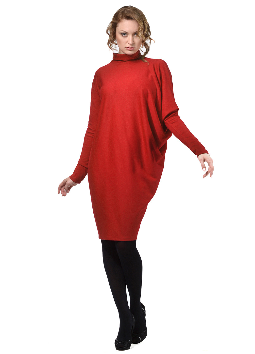 Червона кежуал сукня з довгим рукавом Lemon однотонна