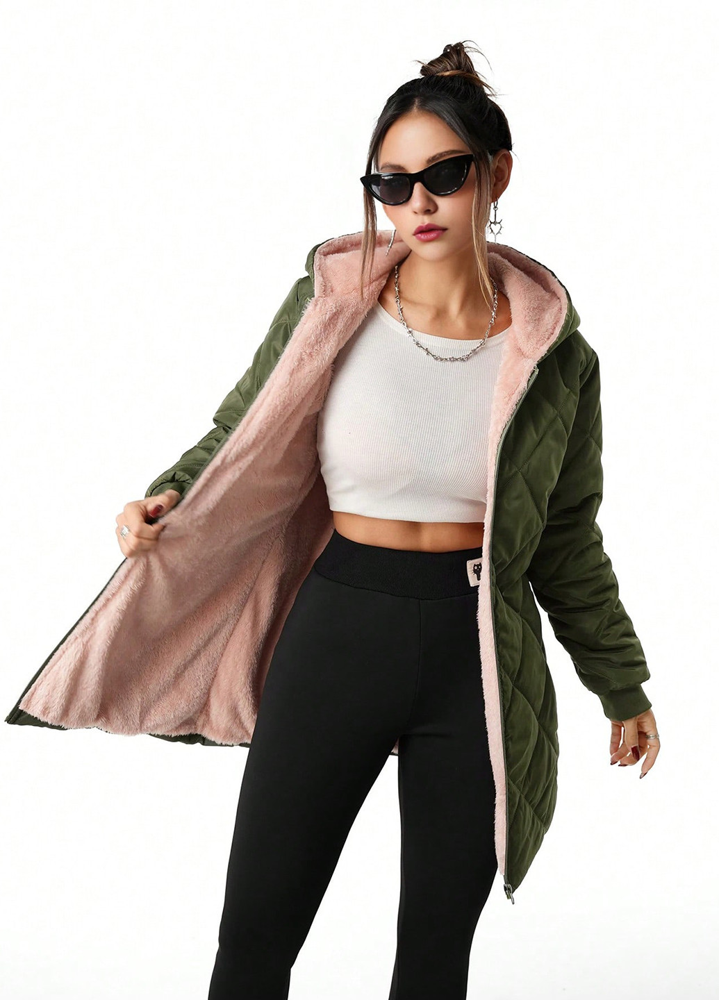 Зелена демісезонна куртка SHEIN