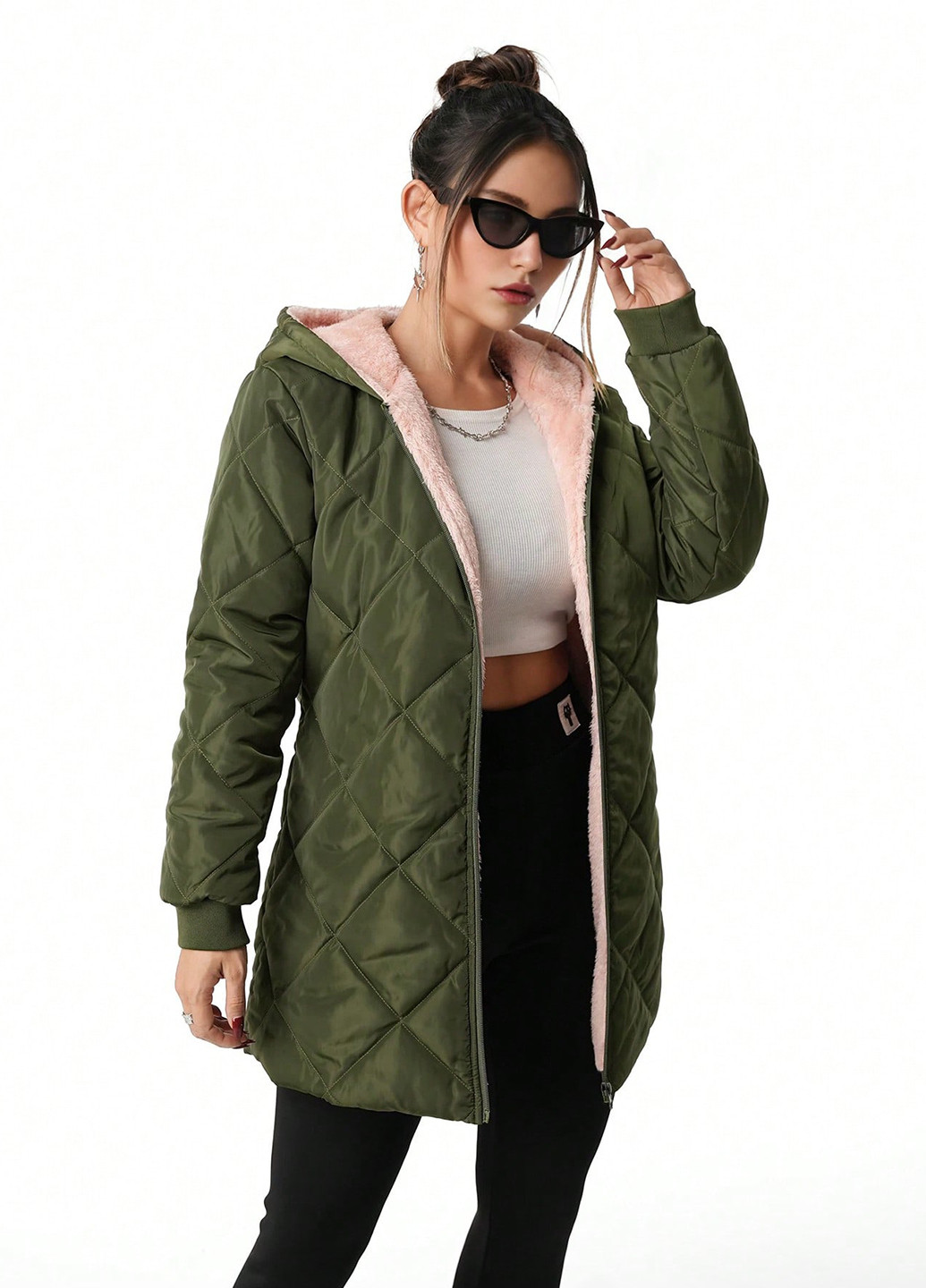 Зелена демісезонна куртка SHEIN