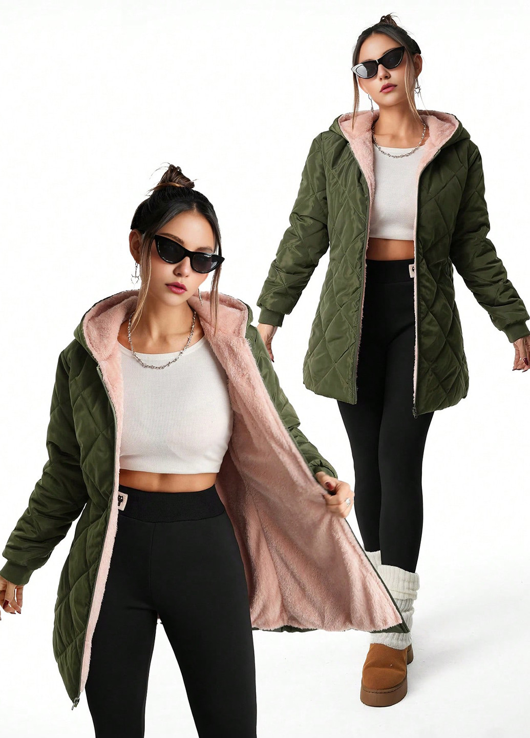 Зелена демісезонна куртка SHEIN