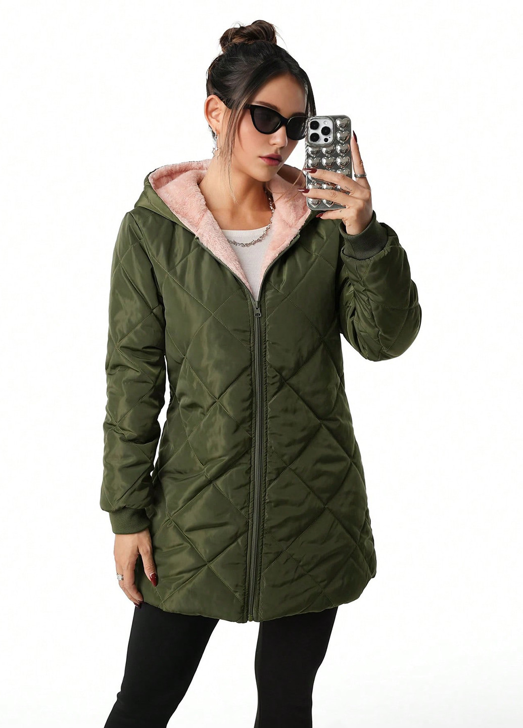 Зелена демісезонна куртка SHEIN