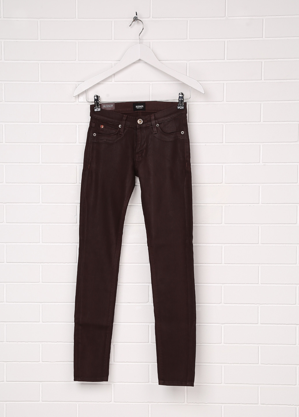Темно-коричневые демисезонные зауженные джинсы Hudson