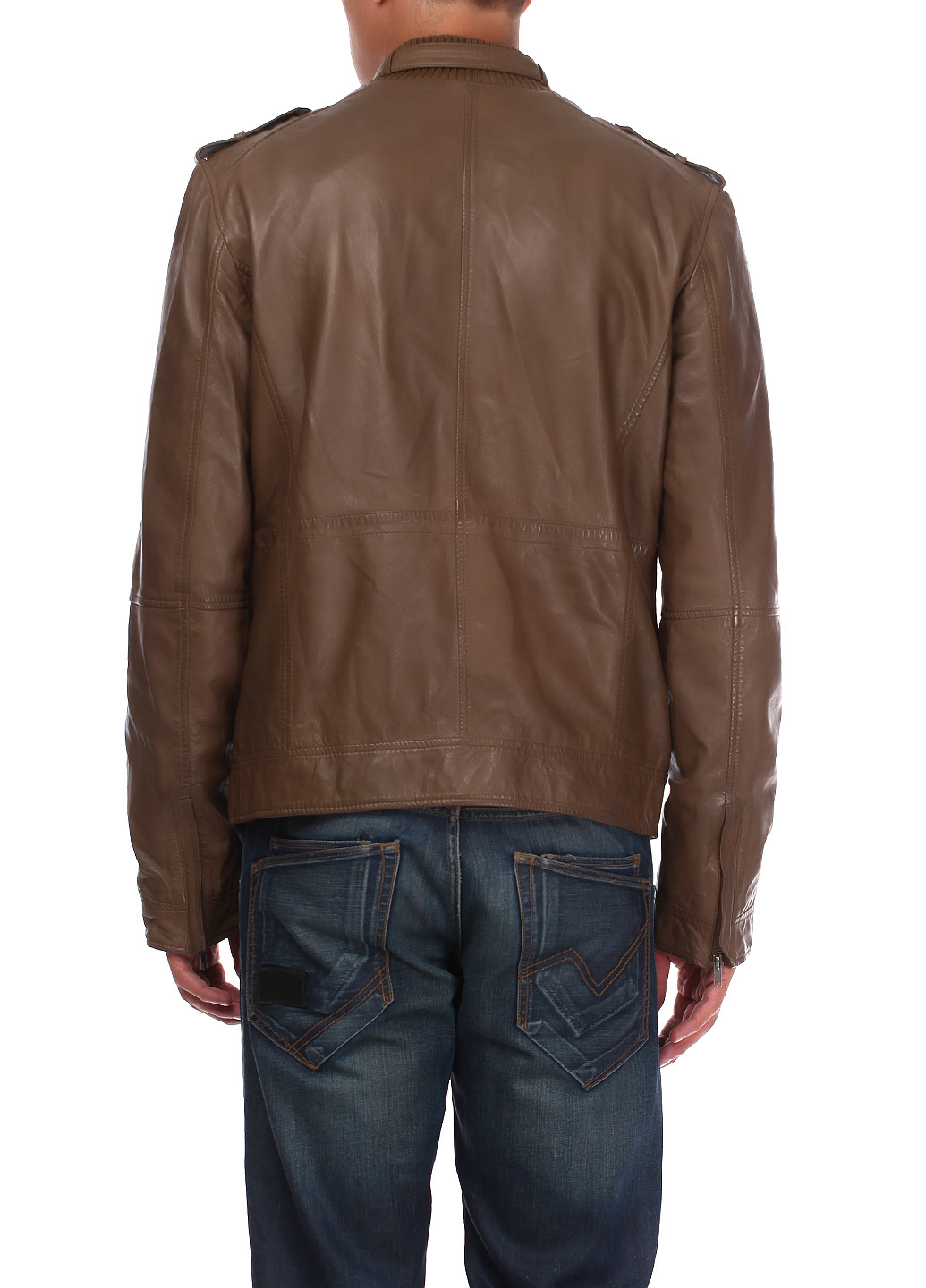 Світло-коричнева демісезонна куртка шкіряна Tom Tailor
