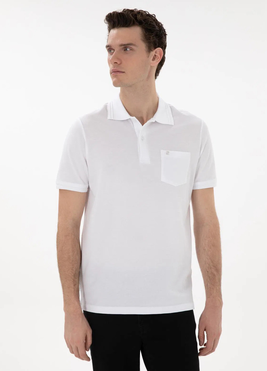 Белая футболка-поло для мужчин Pierre Cardin однотонная