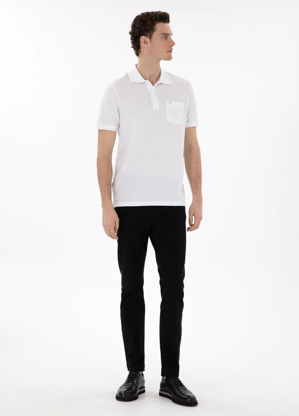 Белая футболка-поло для мужчин Pierre Cardin однотонная