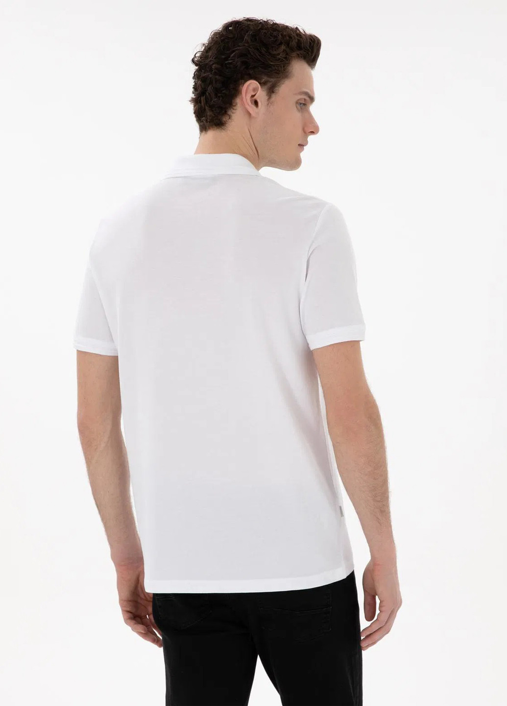 Белая футболка-поло для мужчин Pierre Cardin однотонная