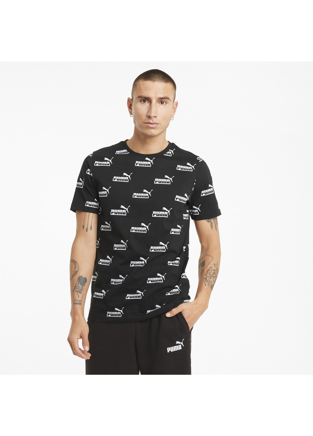 Чорна футболка amplified printed men's tee Puma
