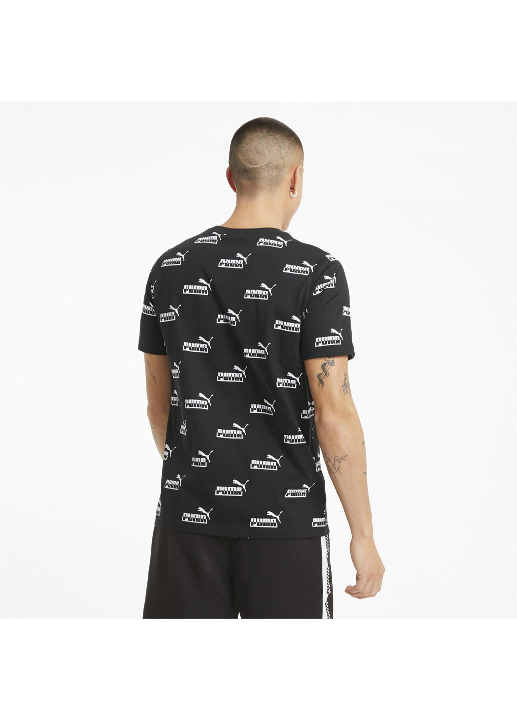 Чорна футболка amplified printed men's tee Puma