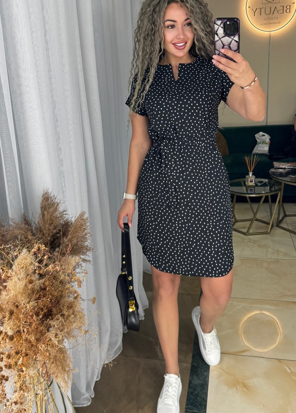 Чорна кежуал сукня No Brand в горошок