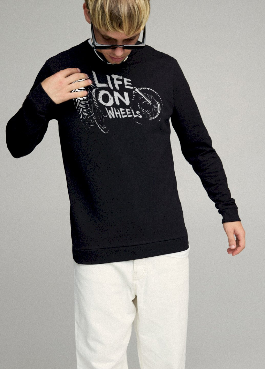 Чорний світшот чоловічий basic /no flis/ YAPPI малюнок (251424263)