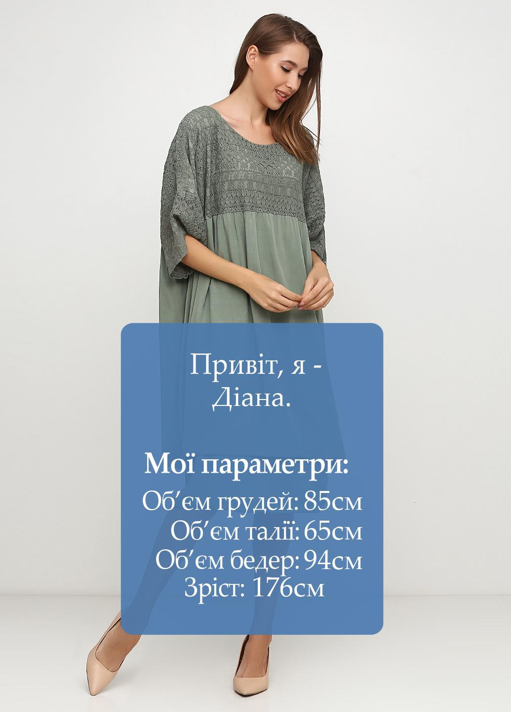 Оливкова кежуал сукня оверсайз New Collection однотонна