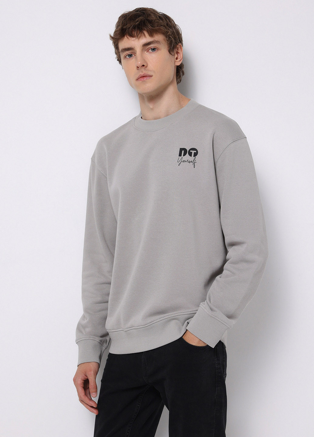 Сірий світшот Colin's напис без декору (360797490)