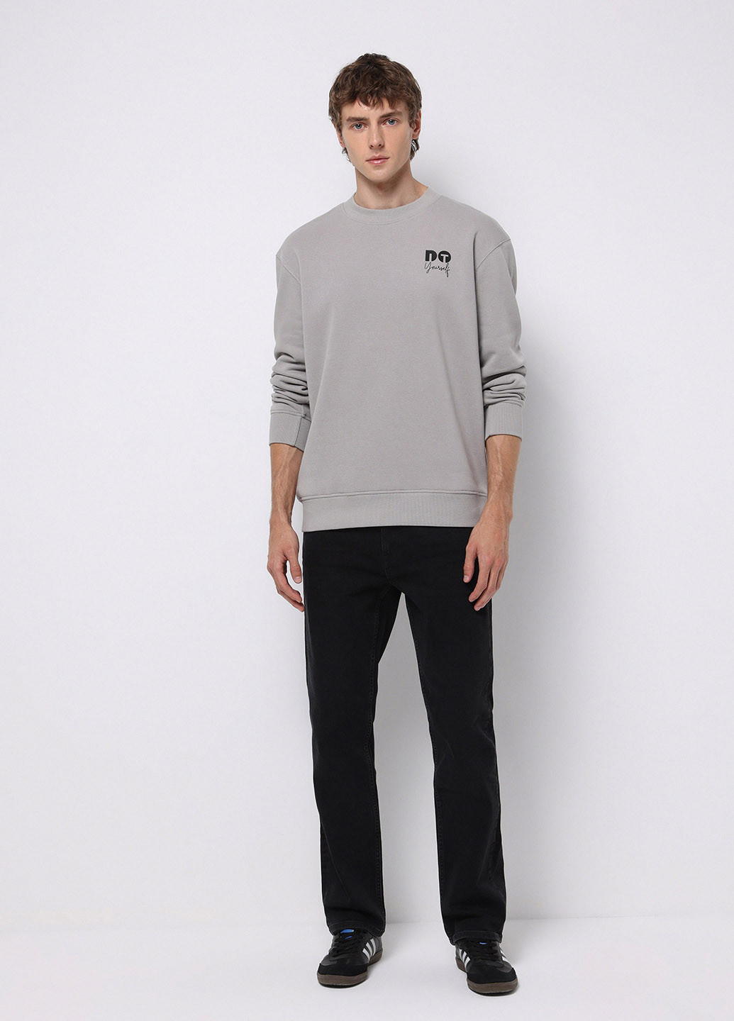 Сірий світшот Colin's напис без декору (360797490)