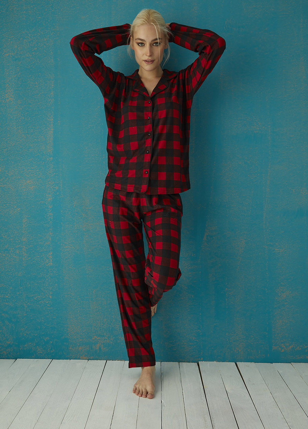 Красная всесезон пижама (рубашка, брюки) рубашка + брюки ECROU