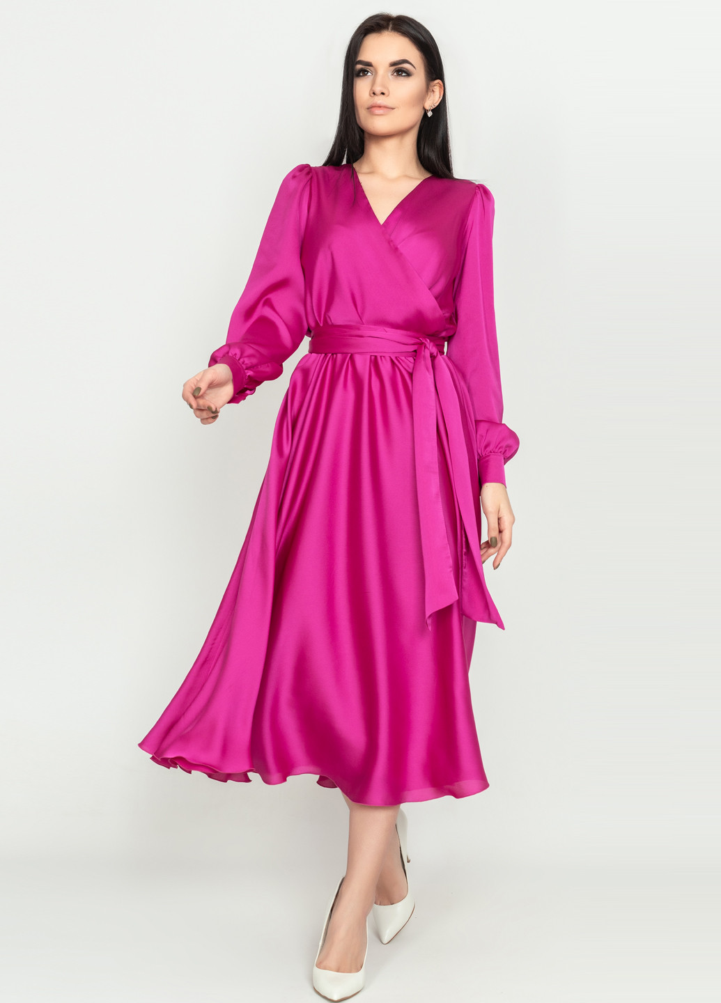 Фуксиновое (цвета Фуксия) кэжуал платье Seam однотонное