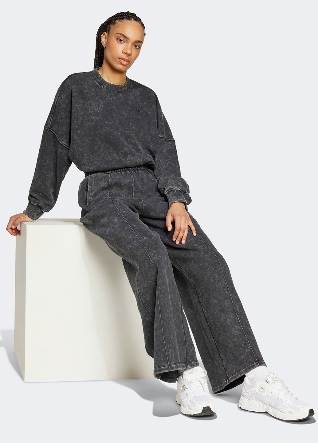 Серый свитшот adidas тай-дай без декора (329059690)