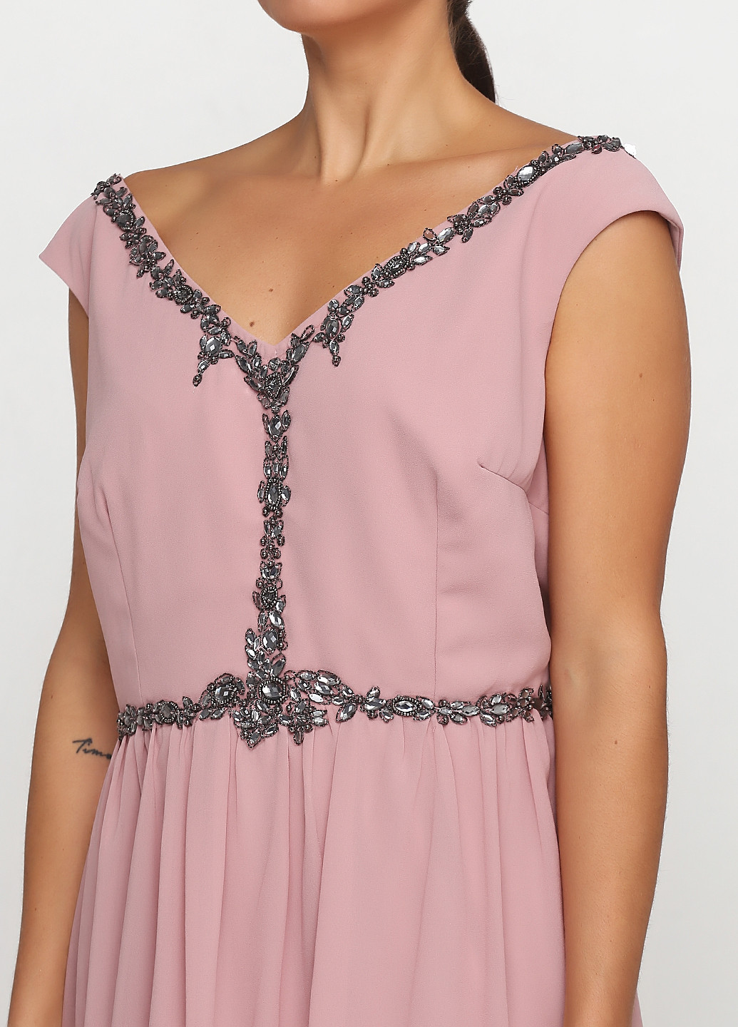Розовое кэжуал платье клеш Little Mistress однотонное