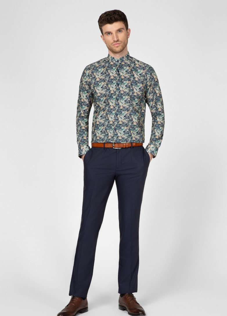 Синяя рубашка с цветами NAVI