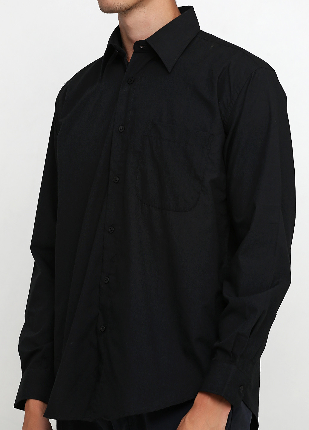 Черная кэжуал рубашка однотонная Classic Tige