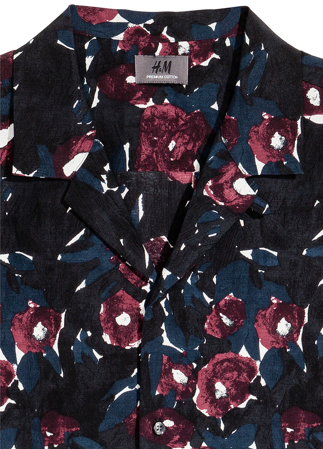 Темно-синяя кэжуал рубашка с абстрактным узором H&M